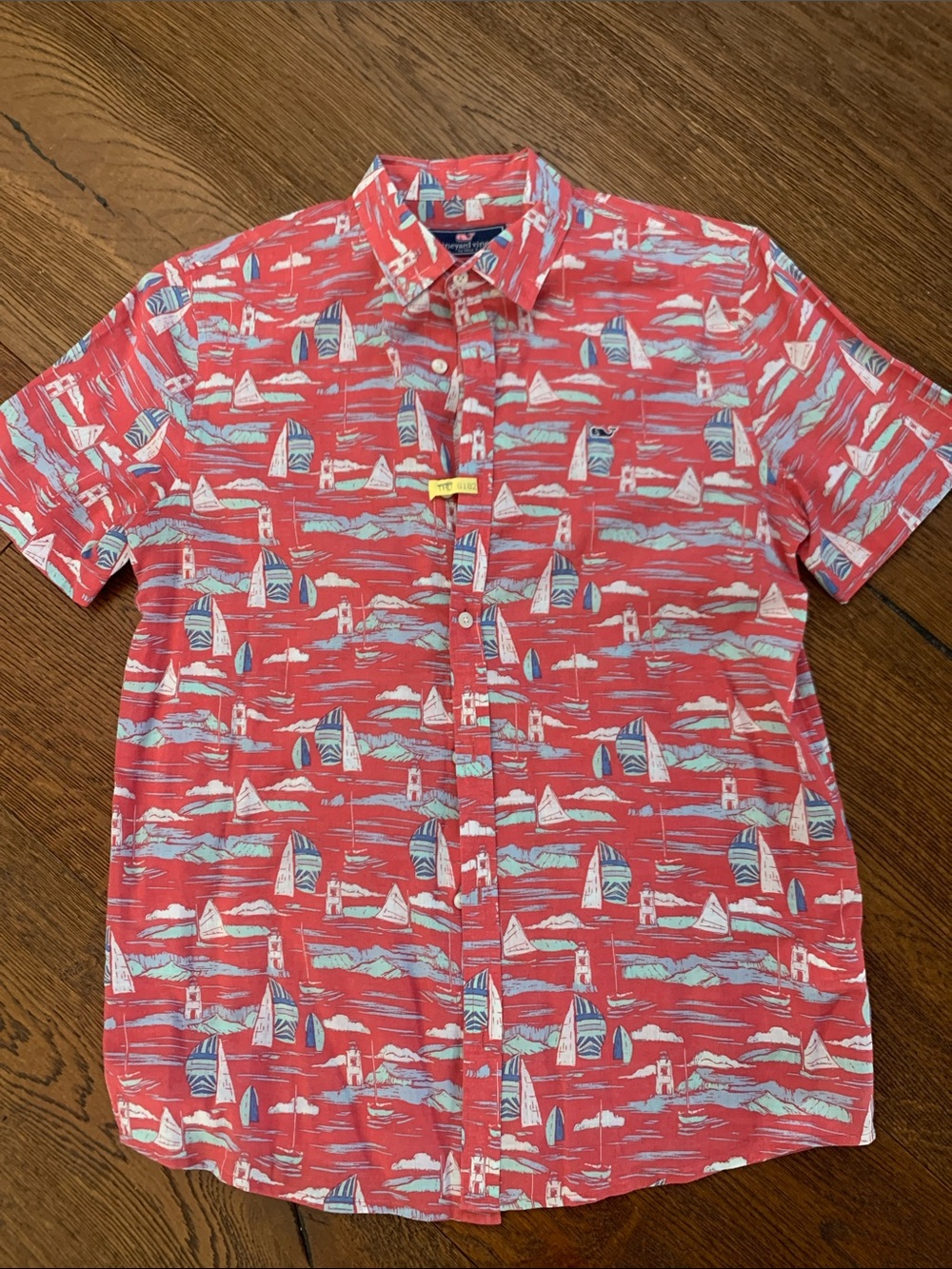 Vineyard Vines Coral Short-Sleeve Sailboat Print Button-Down